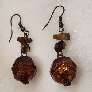 Amber Glow Faceted Drop Earrings